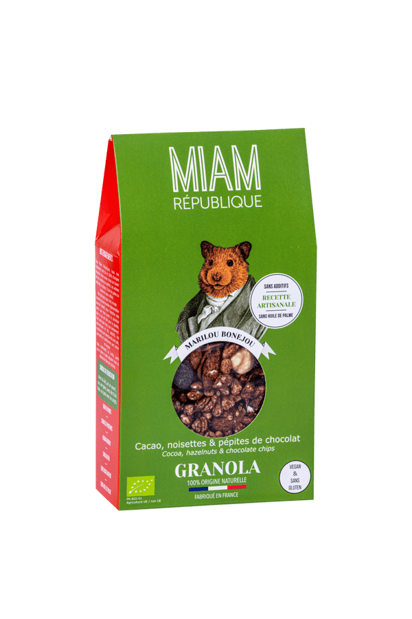 Organic Granola: Cocoa, Hazelnuts & Chocolate Chips – 100% Natural, Vegan, Gluten - Free - Les Gastronomes