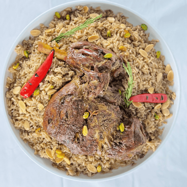 Slow Cooked Lamb Leg with Oriental Rice – Pre - Cooked & Ready to Heat (4 days pre - order) - Les Gastronomes